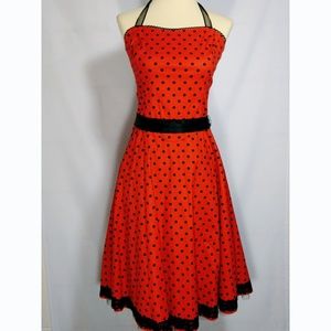Red & Black Polkadot Tulle Party Dress Size 6